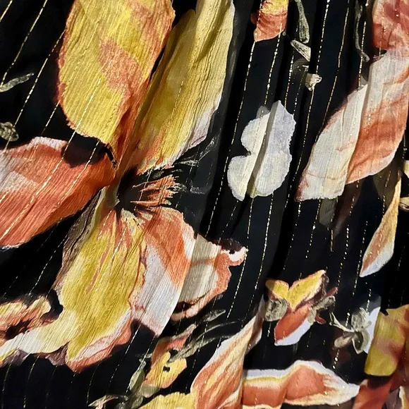 Anthropologie Anna Sui SILK  Black and Orange Halter Sundress - Picture 4 of 7